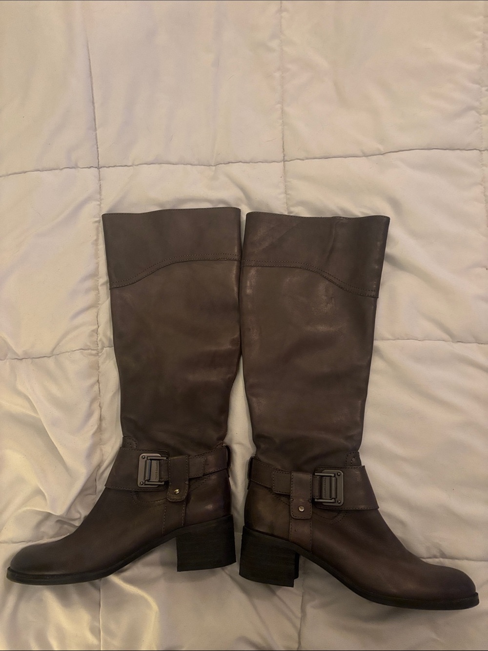 Vince Camuto size 9 Dark Brown Leather Knee-High Buckle Boots